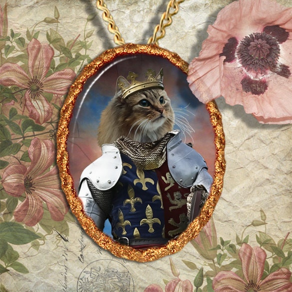 Cat Norwegian Forest Cat Jewelry Pendant Necklace - Brooch Handcrafted Ceramic