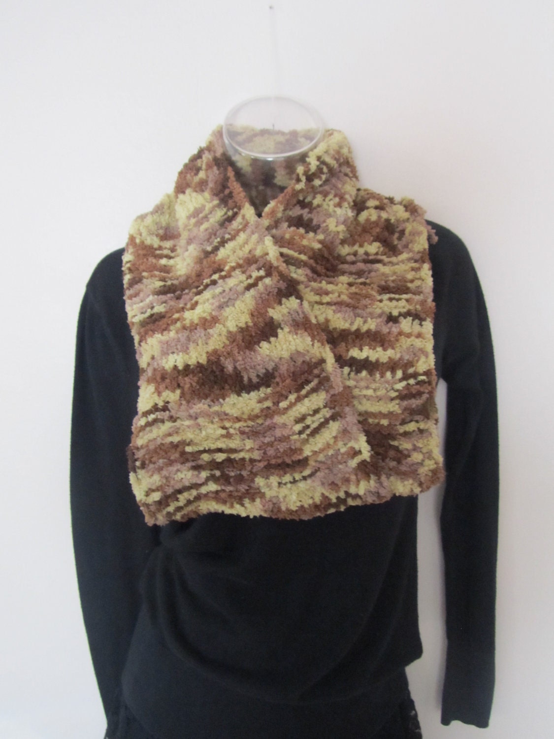 Unisex Beige, Brown Infinity Scarf/Cowl