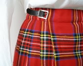 Vintage Pleated skirt for girl  9-10 year with leather