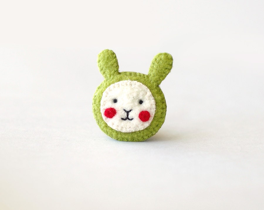 Christmas gifts for kids / Cute miniature bunny brooch / Cute rabbit brooch in green / Made to order