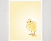 Spring Yellow Baby Chick - Illustrated Print - 8 x 10 Archival Matte