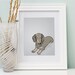 Mini Daschund Dog Portrait - Gray Digitally Illustrated Print - 8 x 10 Archival Matte Print