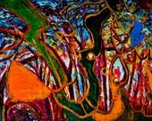 Original oil painting on acrylic background with Arabic calligraphy "  Enough is He "