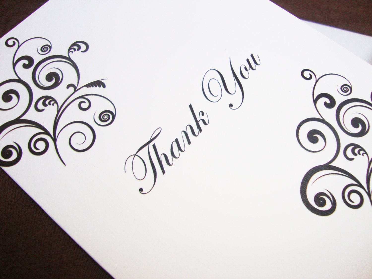 CLEARANCE - Thank You Card Black and White Fancy (set of 5)