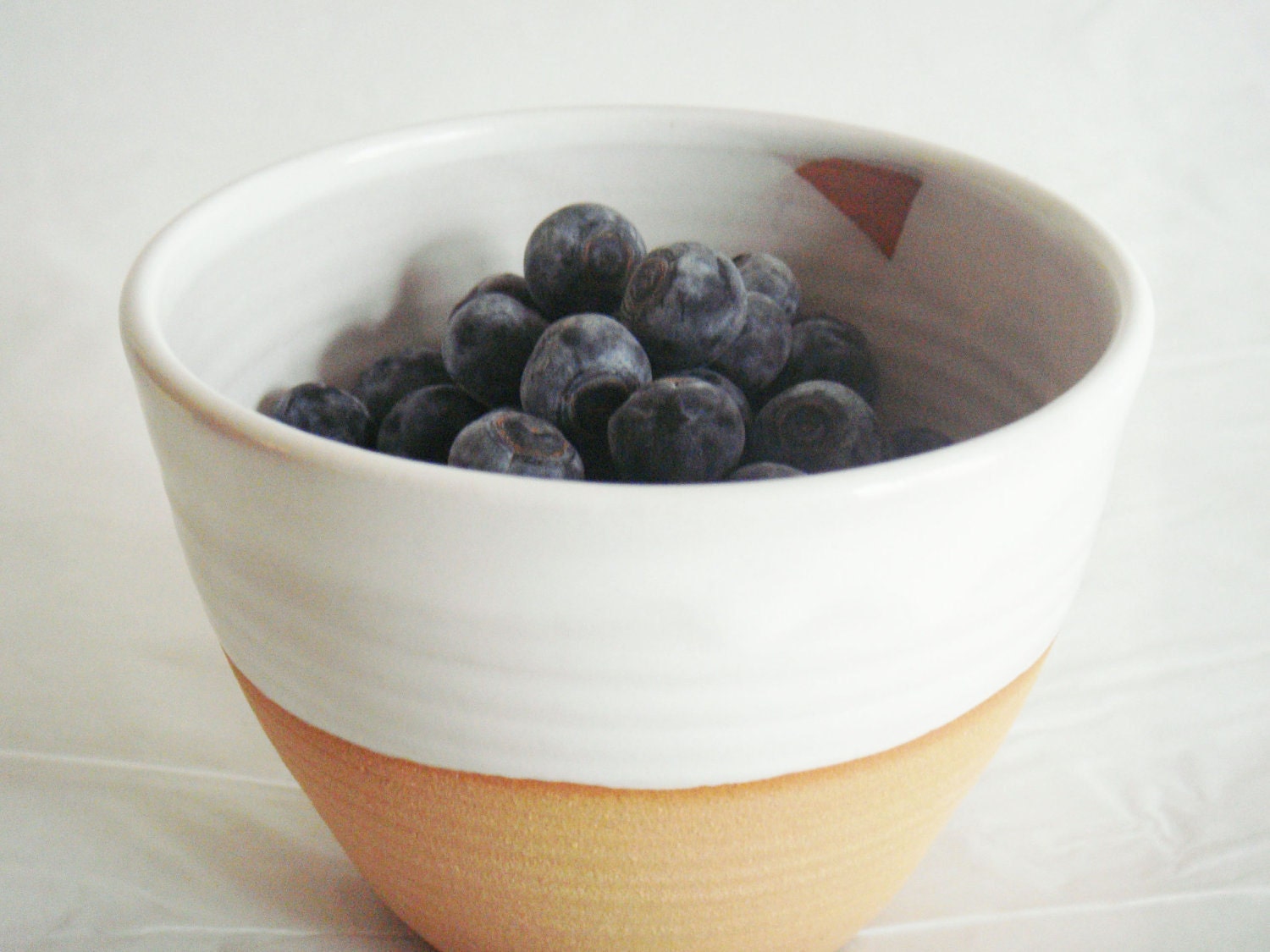 Modern white pottery cups, two ceramics tea bowls, Forest series