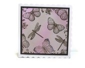 SALE Blank Card, Butterfly, Vintage Brown and Pink
