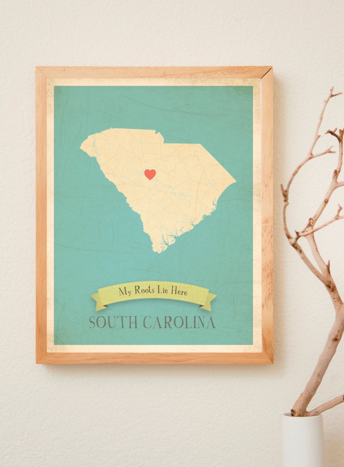 South Carolina Roots Map 11x14 Customized Print