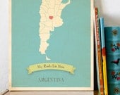 Personalized Vintage Map Wall Art 11x14 - Choose Your Country