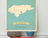 Honduras Roots Map 11x14 Customized Print