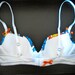 HOLY BOWS, BATMAN: White Bra with Batman Comics Fabric and Matching Orange Bows