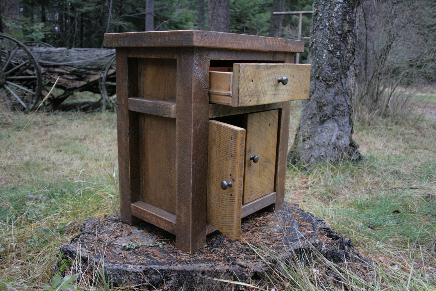 Rustic Reclaimed Nightstand Endtable