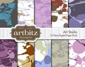 Art Studio 10 Piece Digital Scrapbooking Paper Pack, 12"x12", 300 dpi .jpg