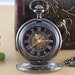 Black Steampunk Elegant Flower Case Mechanical Unisex Pocket Watch