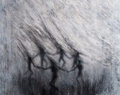 Devour, Fine Art, ORIGINAL, Surreal Oil & Charcoal Painting, Apocalypse, 30"x30", On Canvas