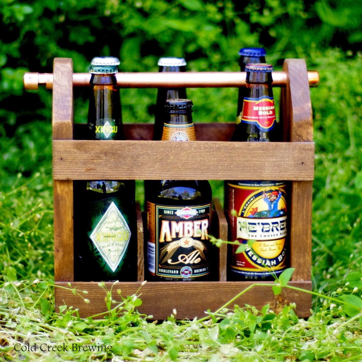 Beer Caddy - Home Brew Six Pack Carrier - Beer Bottle Carrier - Bottle Opener -Gift for Dad - Men - Groomsmen- Best Man Gift