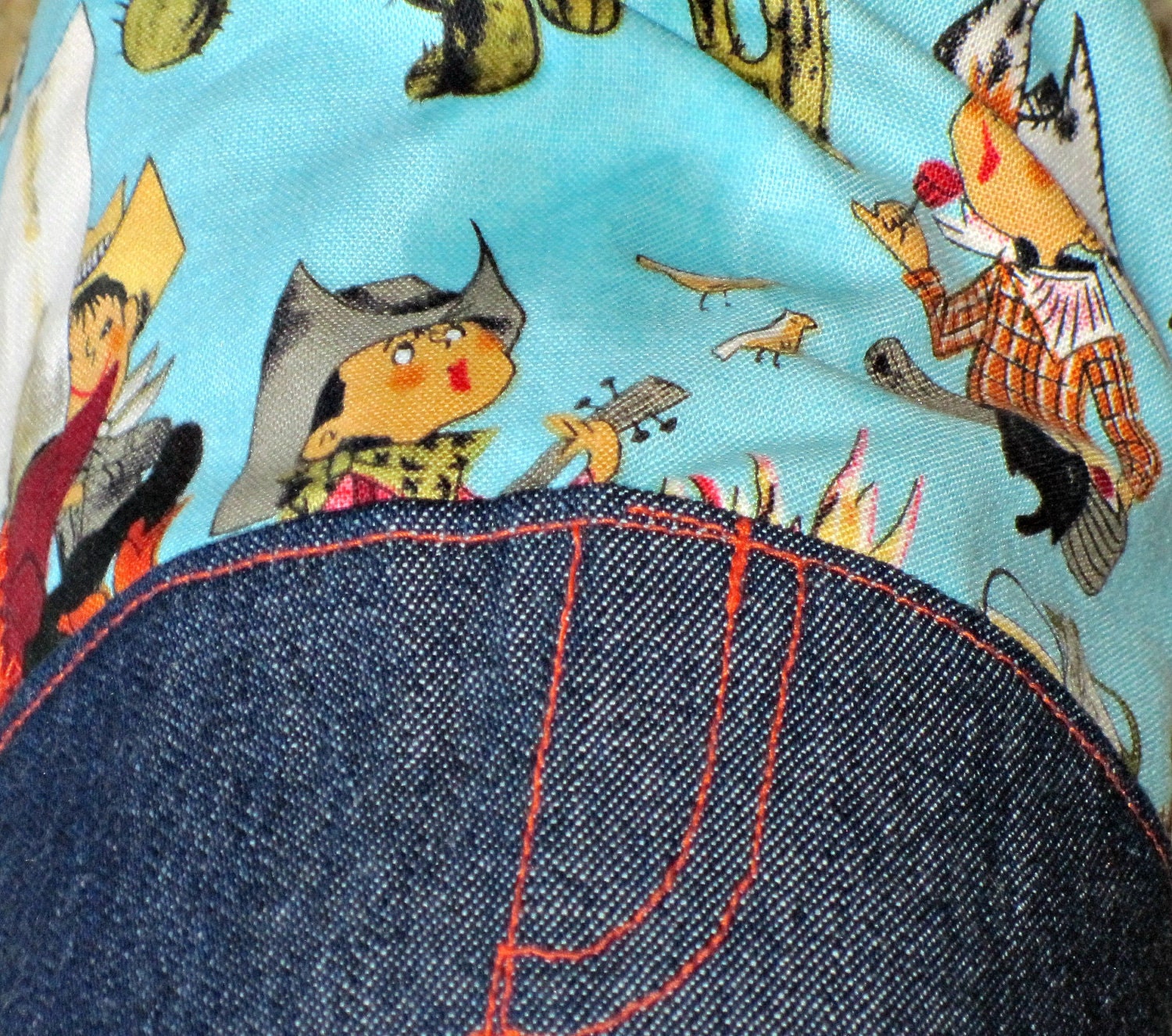 Western Dog Clothes for Small Sizes - One-piece Multicolored Cowboy Shirt & Indigo Jeans Pomeranian Poodle