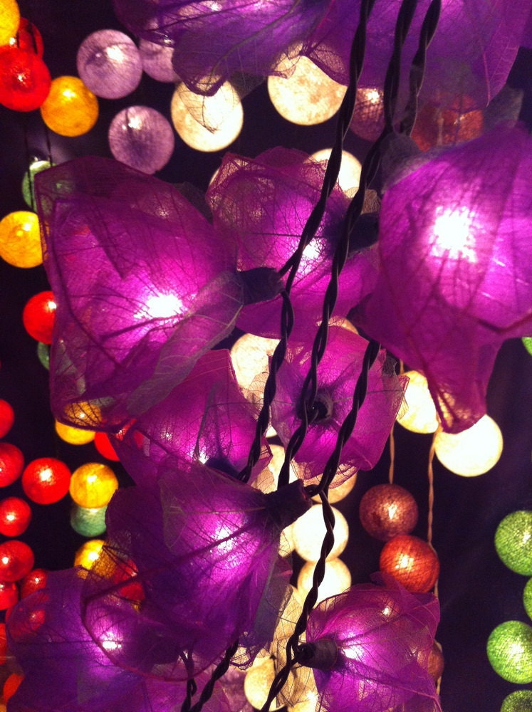 20  purple handmade real leaf Rose flower leaf string light patio decoration wedding bedroom living room party lantern