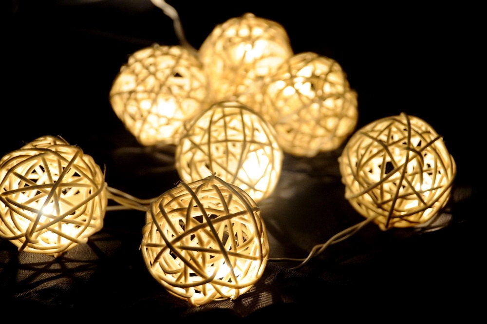 20 x home organic natural white handmade rattan ball beautiful outdoor decor string light display party wedding