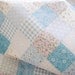 Pink Linen Fabric, Blue Fabric, Square Plaid Fabric, Floral Dots Plaid Patchwork, Pink Plaid Blue Plaid Fabric - 1/2 yard
