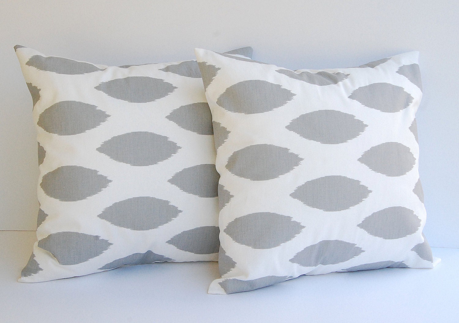 Throw pillow covers set of two 22" x 22" storm gray Chipper Ikat