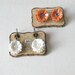 Mini Post Earrings - Paper Jewelry Earrings - Orange and Yellow Flowers