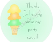 Ice Cream stickers - Sheet of 20 - 2" round