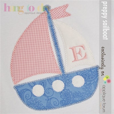 Preppy Sailboat Applique on Onesie or T-shirt