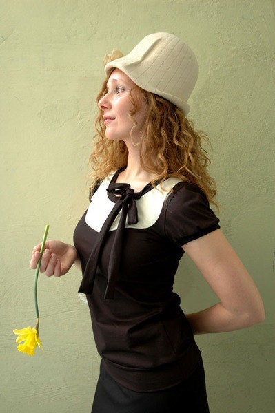 Jersey shirt "Amelie", black-cremewhite