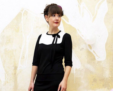 Dress "Natalie", black-cremewhite
