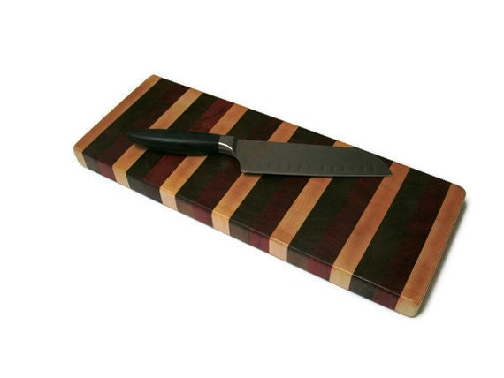 Cheese or Bread Board - Cutting Board End Grain -  Maple, Padauk, Black Walnut 6" x 17" x 1"