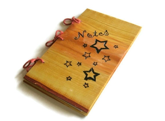 Star Pattern Notebook - Journal Wood Burnt - Custom Cover