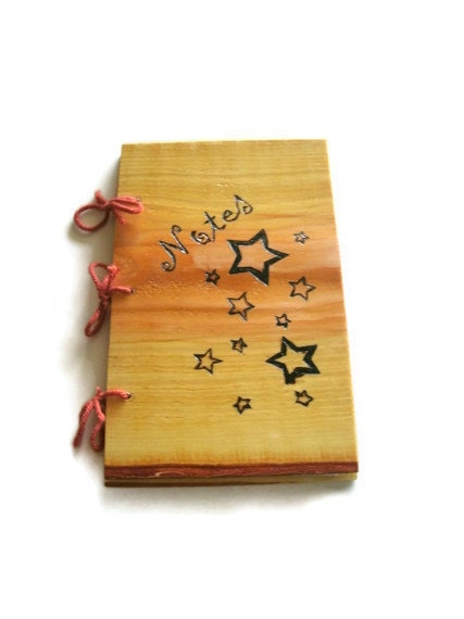 Star Pattern Notebook - Journal Wood Burnt - Custom Cover