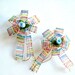 Small blue rose bud with multicolored stripe ribbon (SB3)