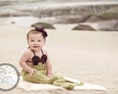 Mermaid Tail Cocoon, Baby Photo Prop, Set of 3...Tail (fin), shell bikini, headband