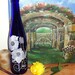 Glass bottle Incense burner - Hand Etched- Free Shipping- Blue Skies and Poppies