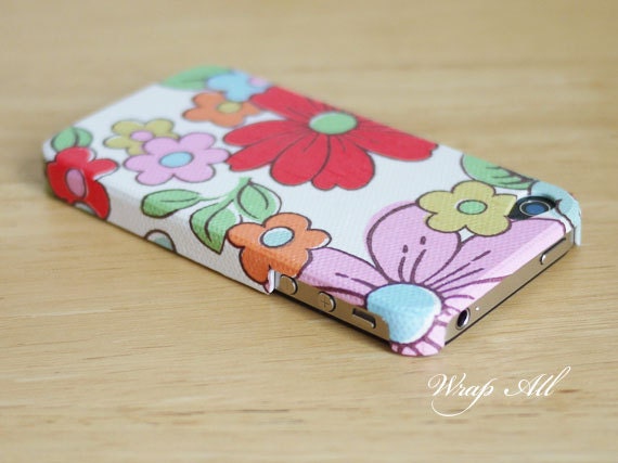 Petal Cath Kidston pattern iPhone 4 case / Red and pink flower iPhone 4s case/  iPhone case / iPhone cover