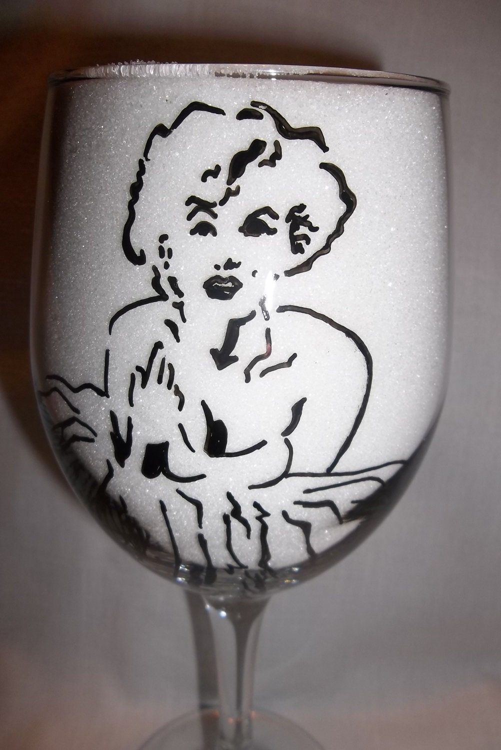Marilyn Monroe Wine Glass, Hand painted wine glass