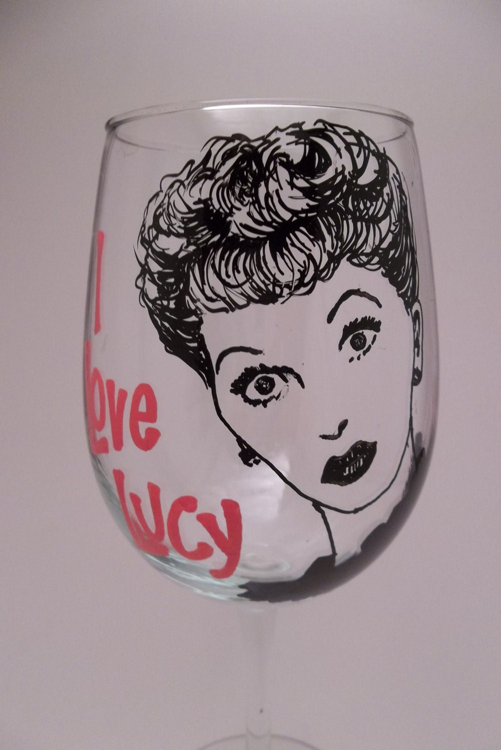 Lucille Ball - I Love Lucy - Hand Painted Wine Glass
