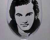 Neil Diamond, Painted wine glass, Hand painted glass