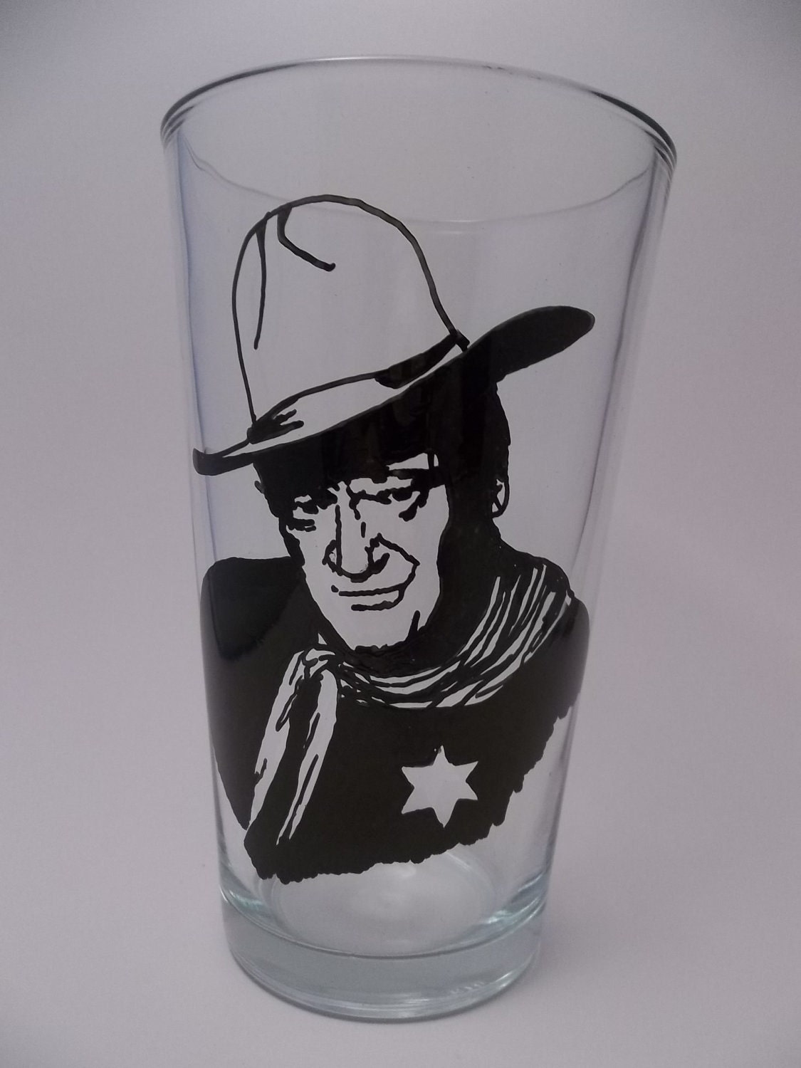 John Wayne, Pub Glass, Hand painted glass
