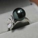 10mm Tahitian Pearl Ring, Diamonds, 14K White Gold