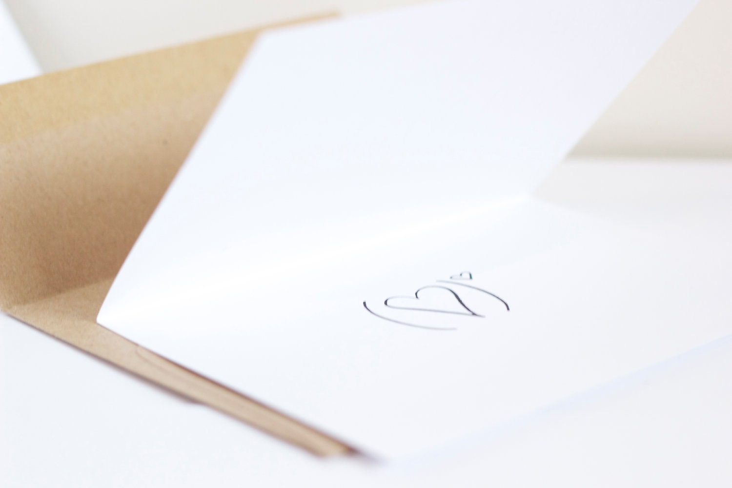 I Carry Your Heart In My Heart - Blank Hand Written Greeting Card - India Ink on Card Stock with Kraft Paper Envelope - Single Card
