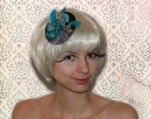 Blue and Silver Feathered Fascinator - 'Snow Queen'