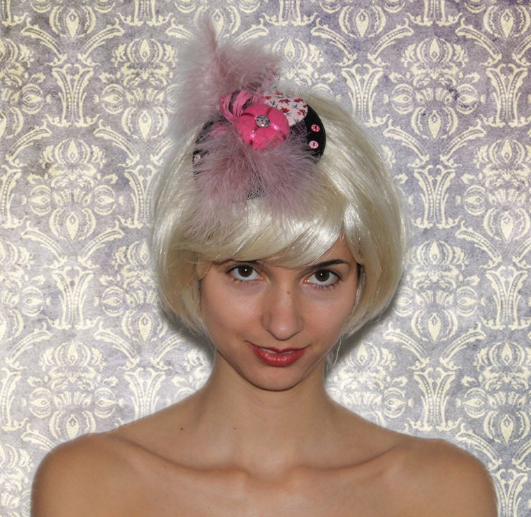 Pink Feathered Fascinator - 'Girlie Girl'