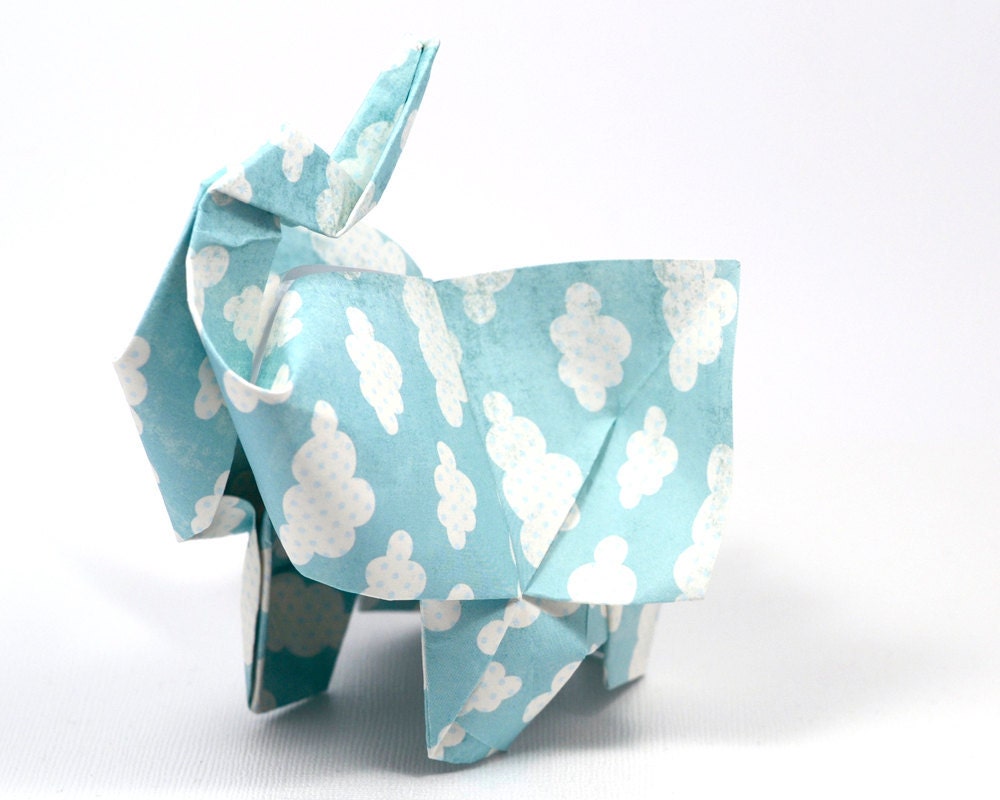 Elephant in the sky - 3D free style origami sculpture by JinniInTheLamp - Table decor for weddings, birthdays, parties, events - Unique