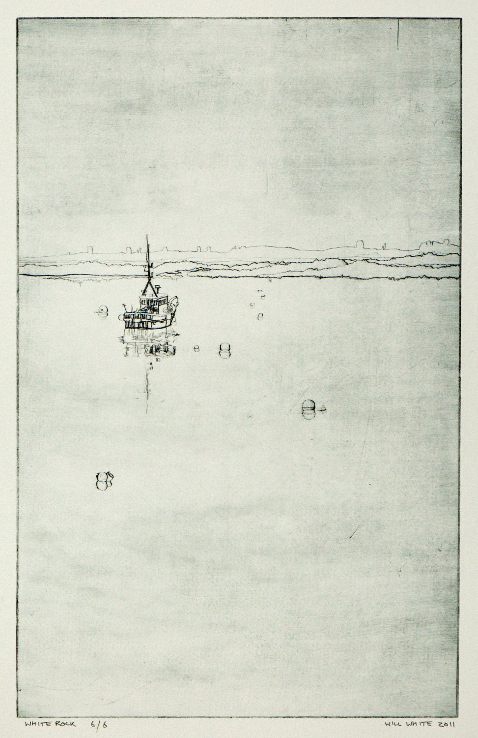 White Rock print drypoint