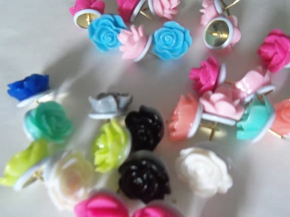 Resin flower small thumb tack, push pins