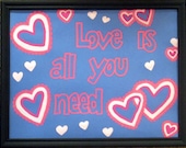 Wall Art - Painted Quote Frame - "Love is all you need"
