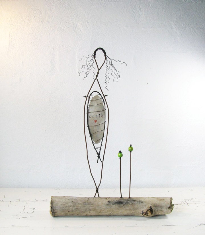 Sculpture - Wire Wrapped on Driftwood - Eco Friendly Driftwood Art