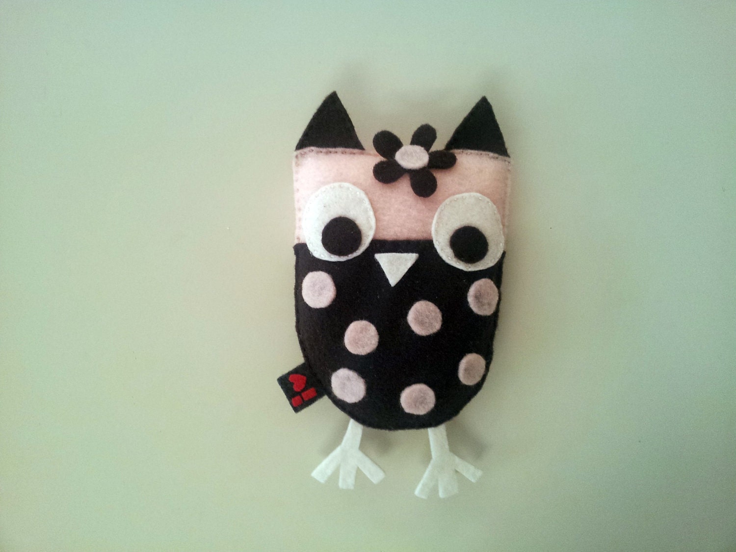 Brown Pink Owl ECO FELT Stuffed Plush Softie Birthday Party Nursery Decoration